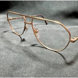 Vintage 80s Aviator Eyeglasses Gold Double Bridge Frame Rx Ready Glasses